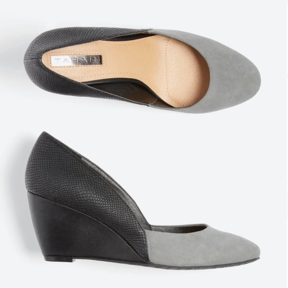 Tahari Palace Mixed Material Wedge size 8.5